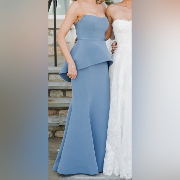 Romona Keveza Light Blue Strapless Mother of the Bride Gown Maxi Dress size 4 - Picture 1 of 9
